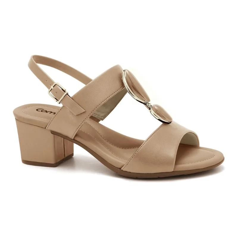 Sandália Salto Bloco Caqui Comfortflex 2557410-3 35