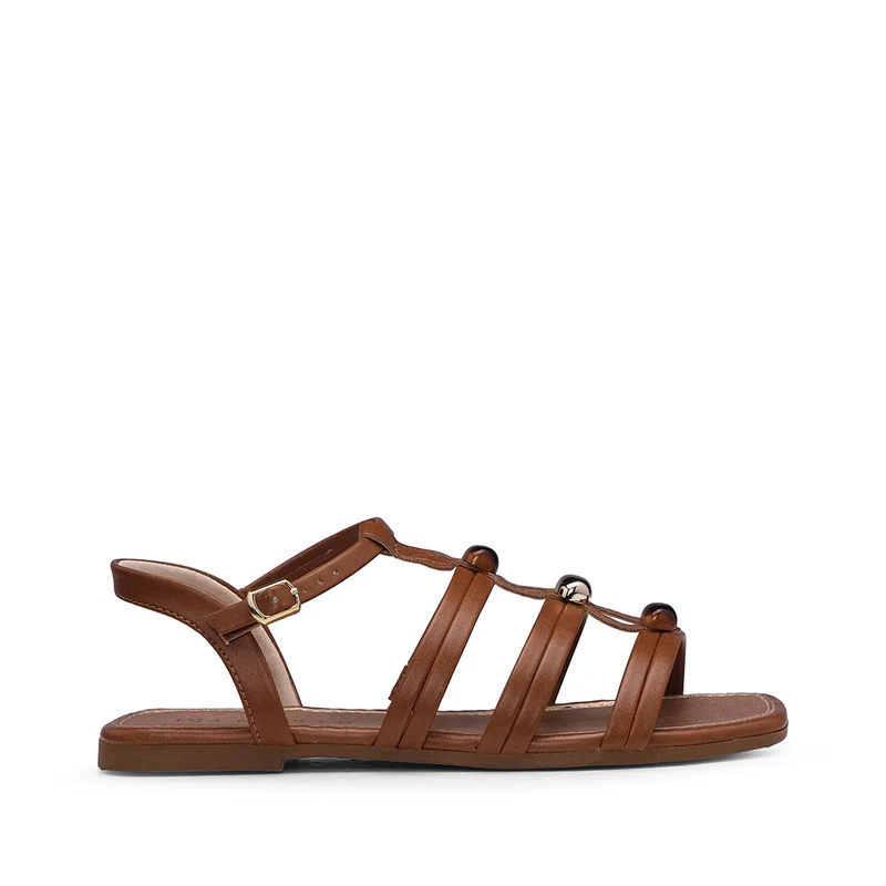 Sandália Salto Raso Mulher Camel 35