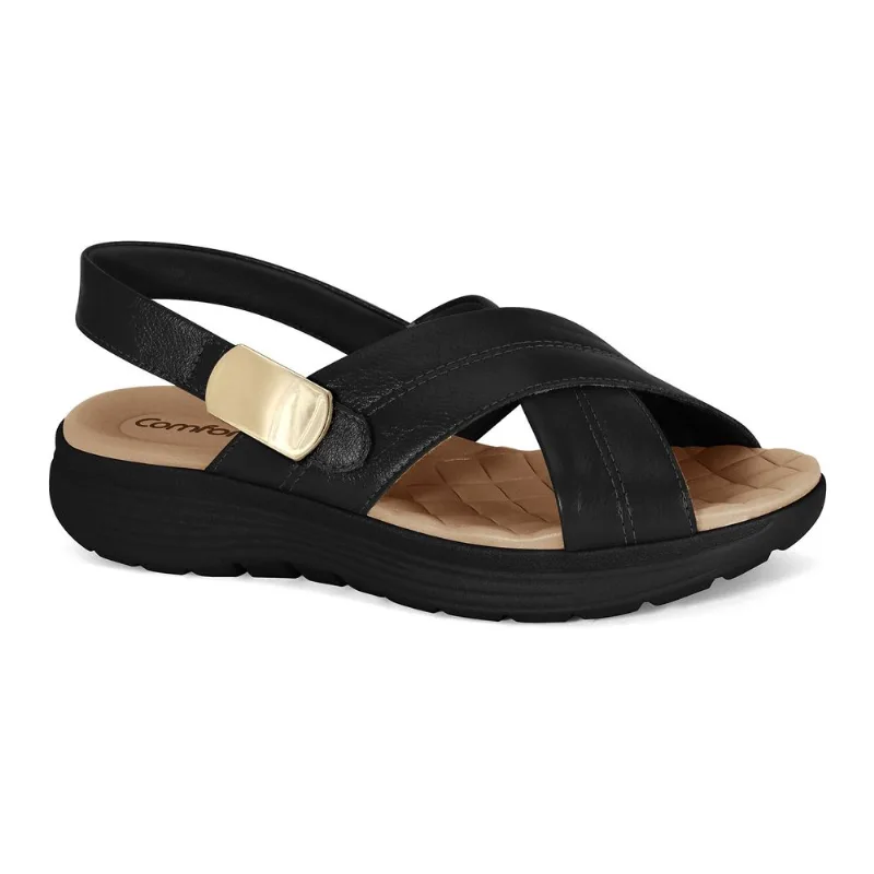 Sandália Papete Preta Comfortflex 2543405-2 39