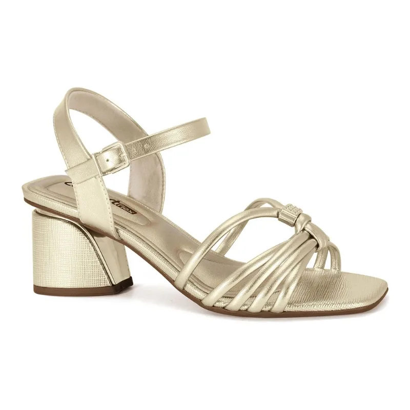 Sandália Salto Bloco Dourada Comfortflex 2574403-1 38