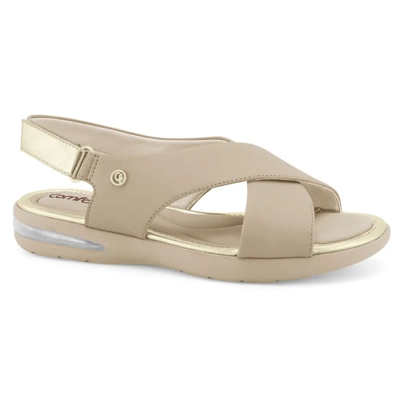 Sandália Comfortflex Peep Toe Feminina Bege 36