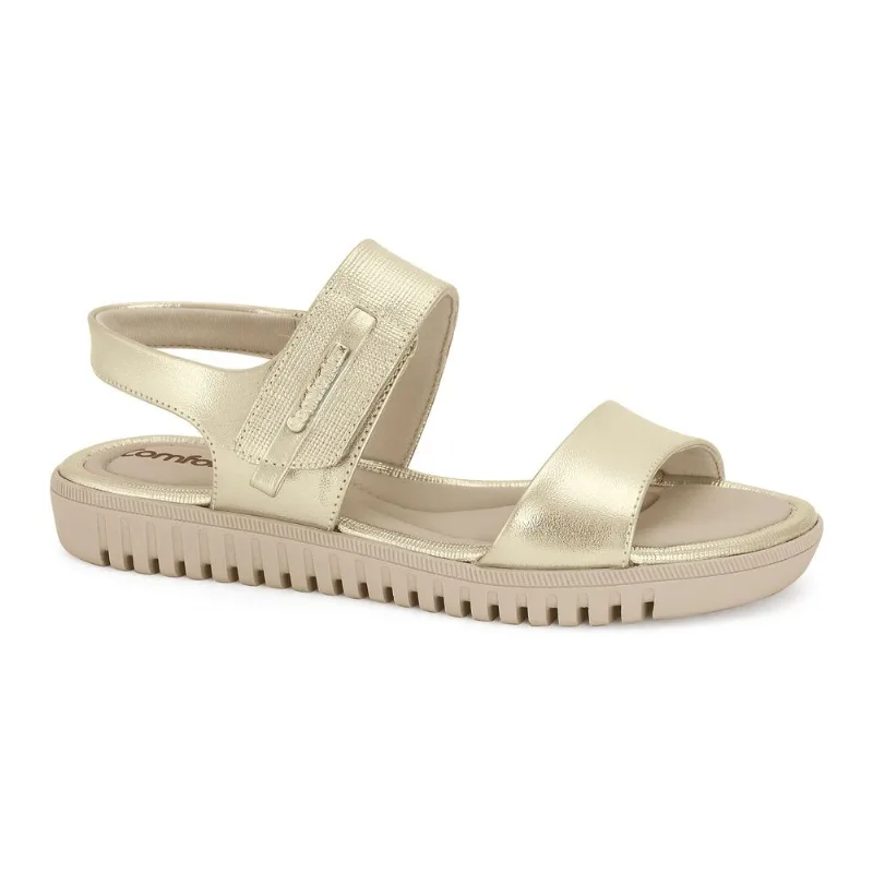 Sandália Super Flexível Dourada Comfortflex 2582403-1 34