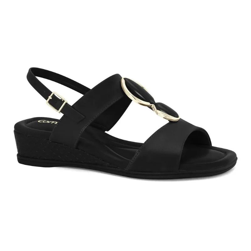 Sandália Anabela Preta Comfortflex 2570405-4 33
