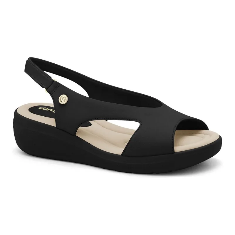 Sandália Anabela Preta Comfortflex 2587404-3 35