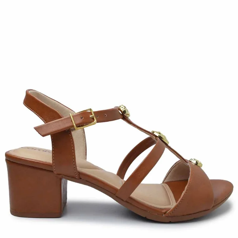 Sandália Comfortflex Salto Bloco Feminina 2562403 01 NP POLISH/TOFFE 34