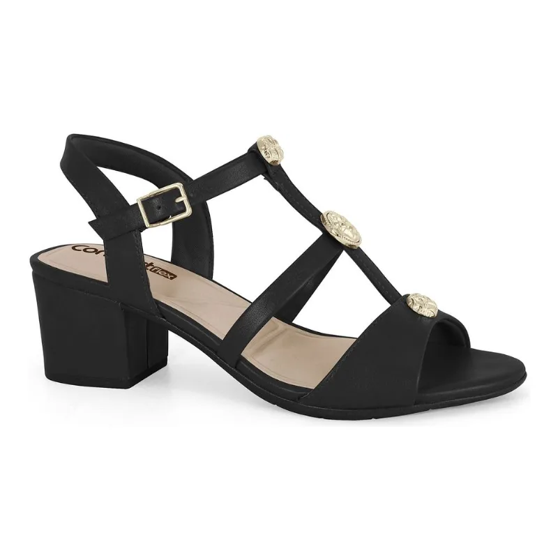 Sandália Salto Bloco Preto Comfortflex 2562403-2 36