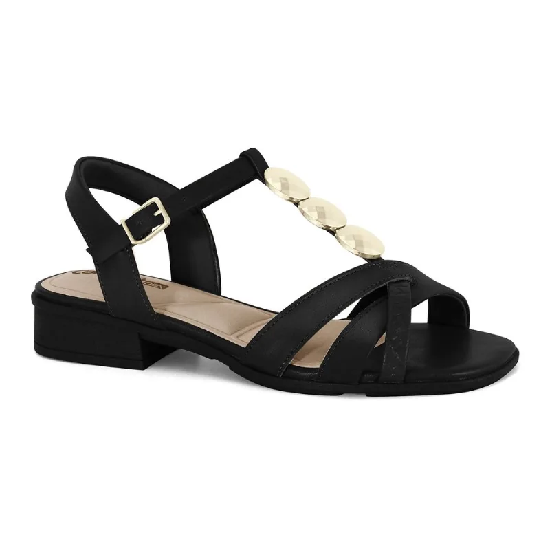 Sandália Salto Baixo Preta Comfortflex 2561404-2 37