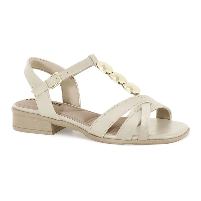 Sandália Salto Baixo Creme Comfortflex 2561404-3 38
