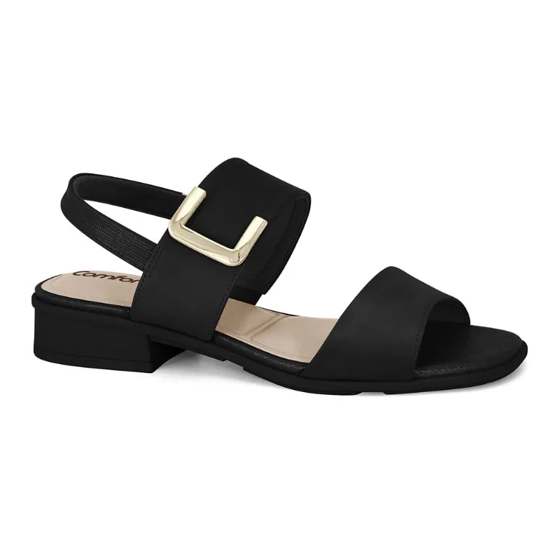 Sandália Salto Baixo Preta Comfortflex 2561402-3 33