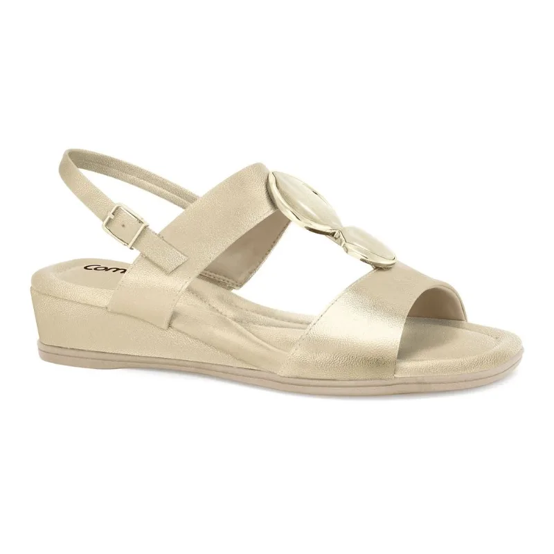 Sandália Anabela Dourada Comfortflex 2570405-6 34