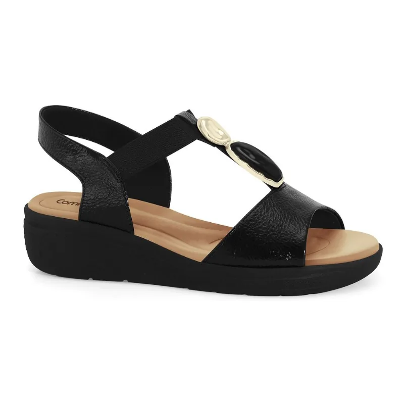 Sandália Anabela Preta Comfortflex 2686305-1 36