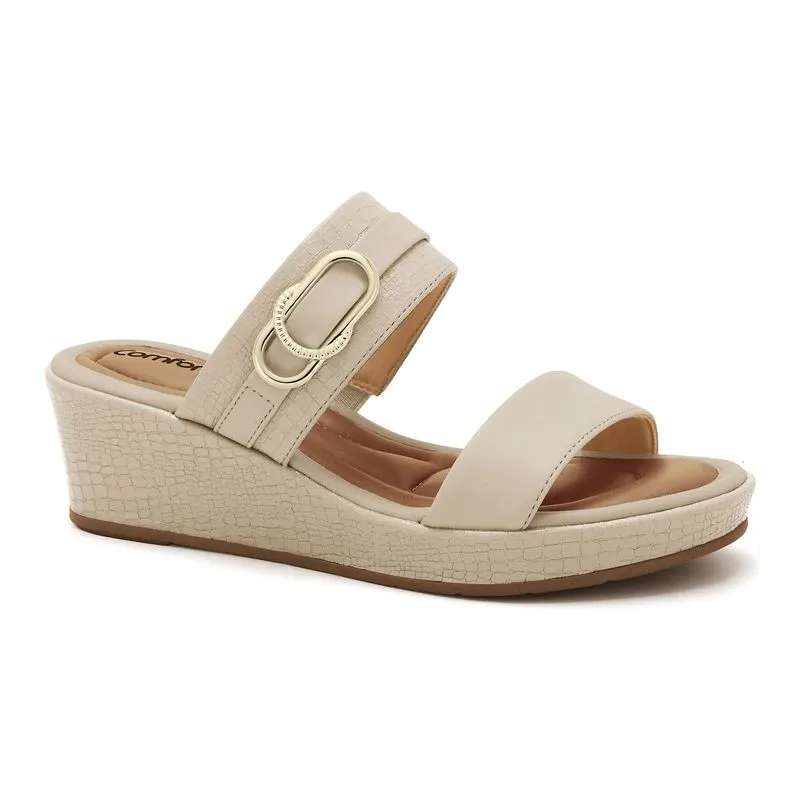 Tamanco Anabela Almond Comfortflex 2653301-1 35