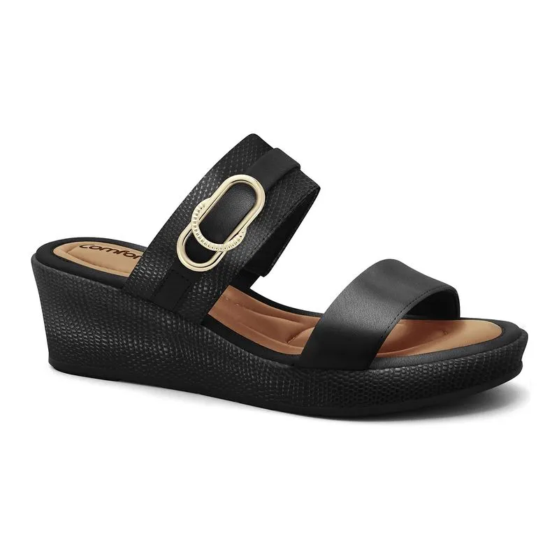 Tamanco Anabela Preto Comfortflex 2653301-3 35