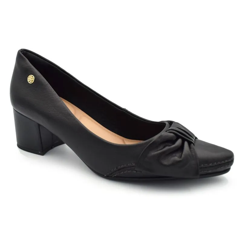 Scarpin de Couro e Salto Bloco Total Comfort Ramarim Preto 2662103 38