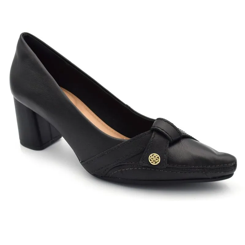 Scarpin de Couro e Salto Bloco Total Comfort Ramarim Preto 2664103 35