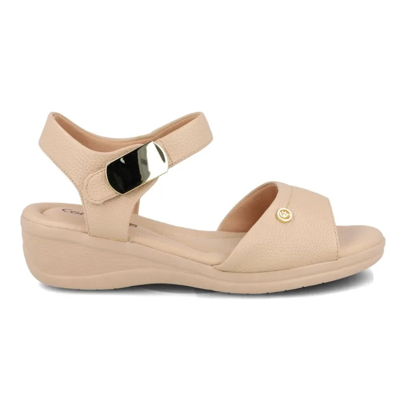 Sandália Anabela Comfortflex Conforto Feminina Bege 38
