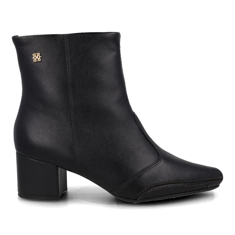 Bota Ankle Boot Ramarim Couro Feminina Preta 35
