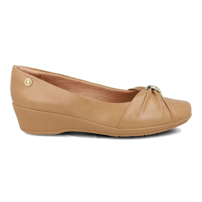 Sapato Anabela Comfortflex Conforto Feminino Bege 37