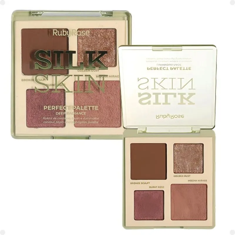 Paleta de Contorno, Blush e Iluminador Ruby Rose Silk Skin Perfect Palette Deep Radiance