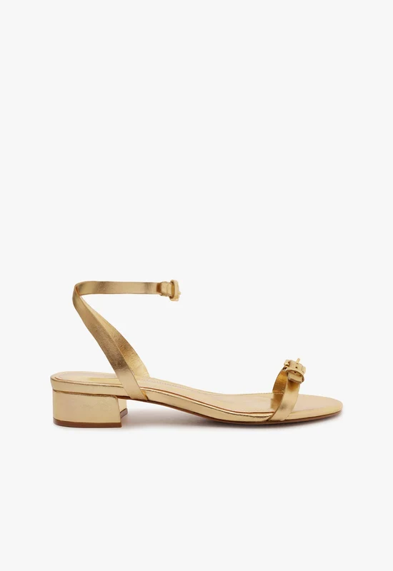 Aurora Mid Block Sandal 9 / Gold / Leather