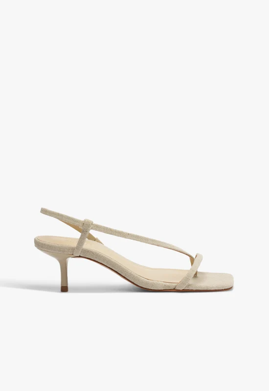 Heloise Linen Sandal 8 / Beige / Fabric