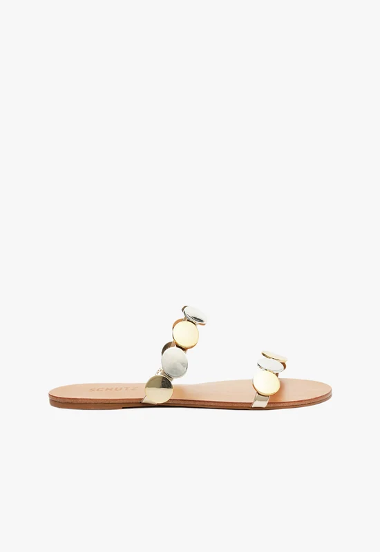 Acacia Platina Leather Sandal 5.5 / Platina / Metallic
