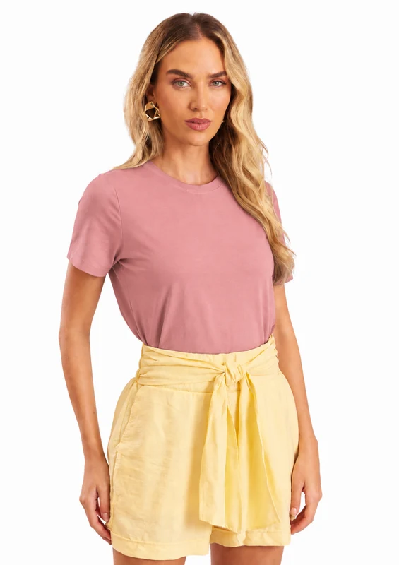Camiseta Manga Curta Feminina Doce Trama - Rose GG