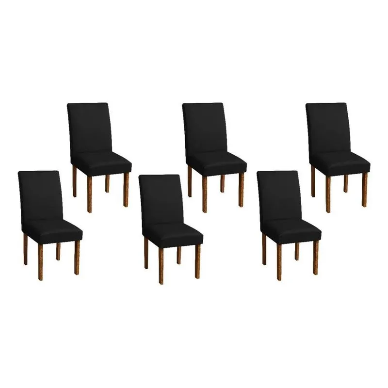 Kit 06 Capas De Cadeira Malha Gel Com Elástico - Ta Preto