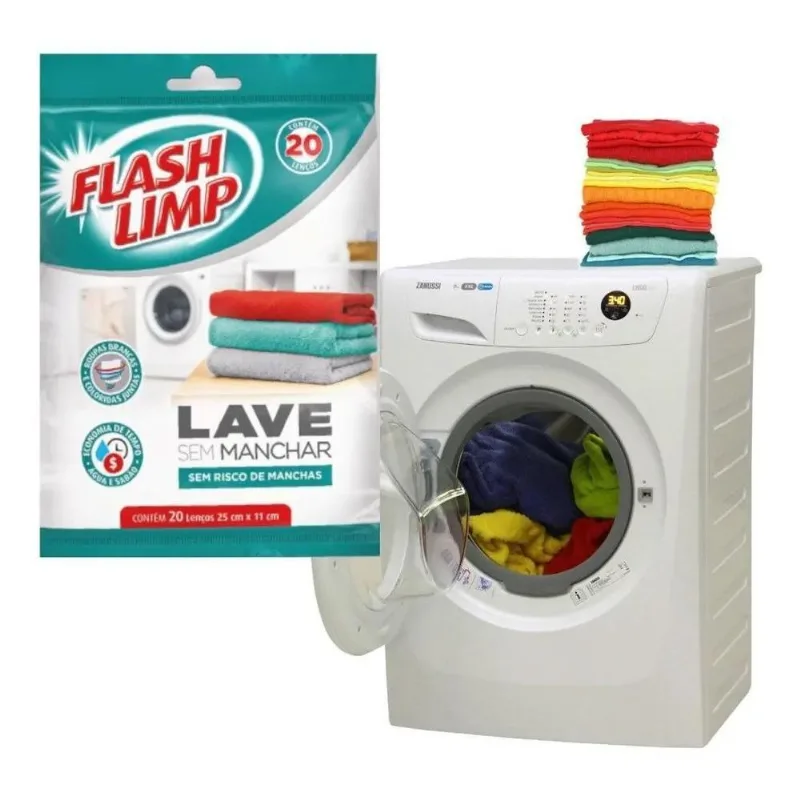 10x Lenço Antimanchas Lave Roupas Coloridas Sem Manchar Fla