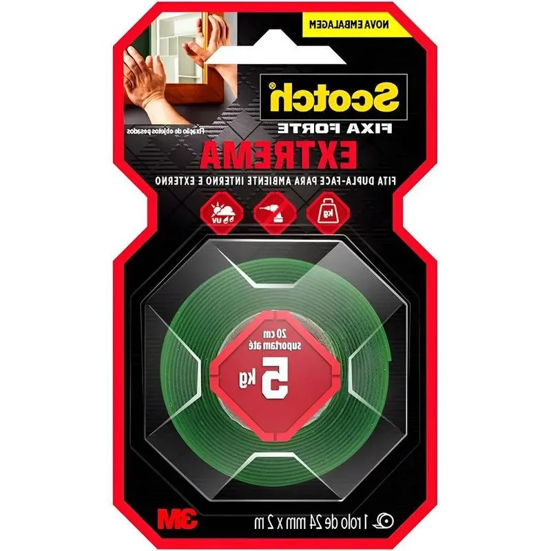 Fita Dupla Face 24mm X 2m Scotch 3m 5kg Extrema Fixa Forte