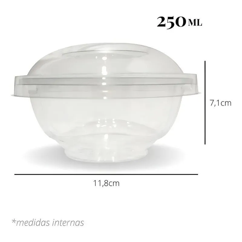 20un Pote Plástico Redondo 250ml Com Tampa Galvanotek G680 C