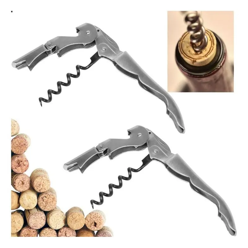 Kit 2 Saca-rolhas Abridor De Vinho E Garrafas Com Cortador