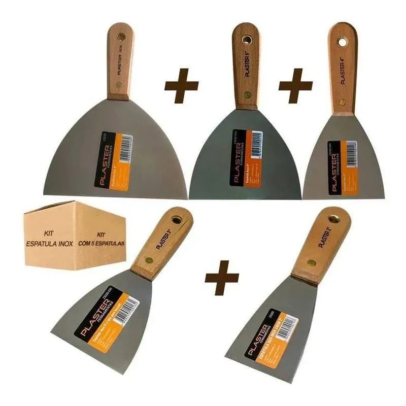 Kit 5 Espátulas Inox Gesseiro/pintor 15cm 12cm 10cm 7cm 5cm