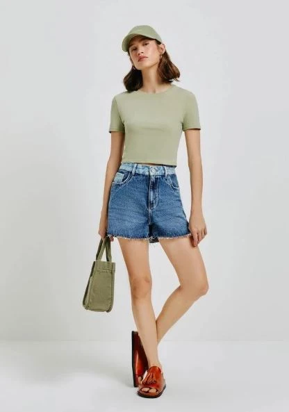 Blusa Cropped Hering Feminina - Verde XP