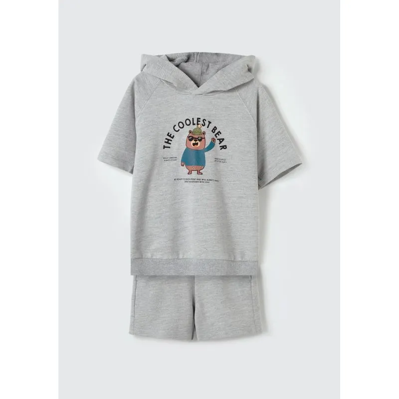 Conjunto Curto Infantil Menino Em Moletinho - Cinza 002