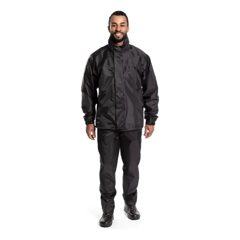 Capa Chuva Motoqueiro Nylon Forrada Com Gola Pantanei Preto