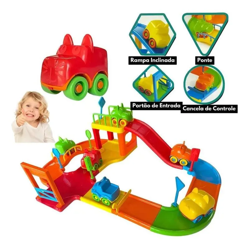 2x Pista De Carrinhos Brinquedo Corrida Infantil Cor Variado