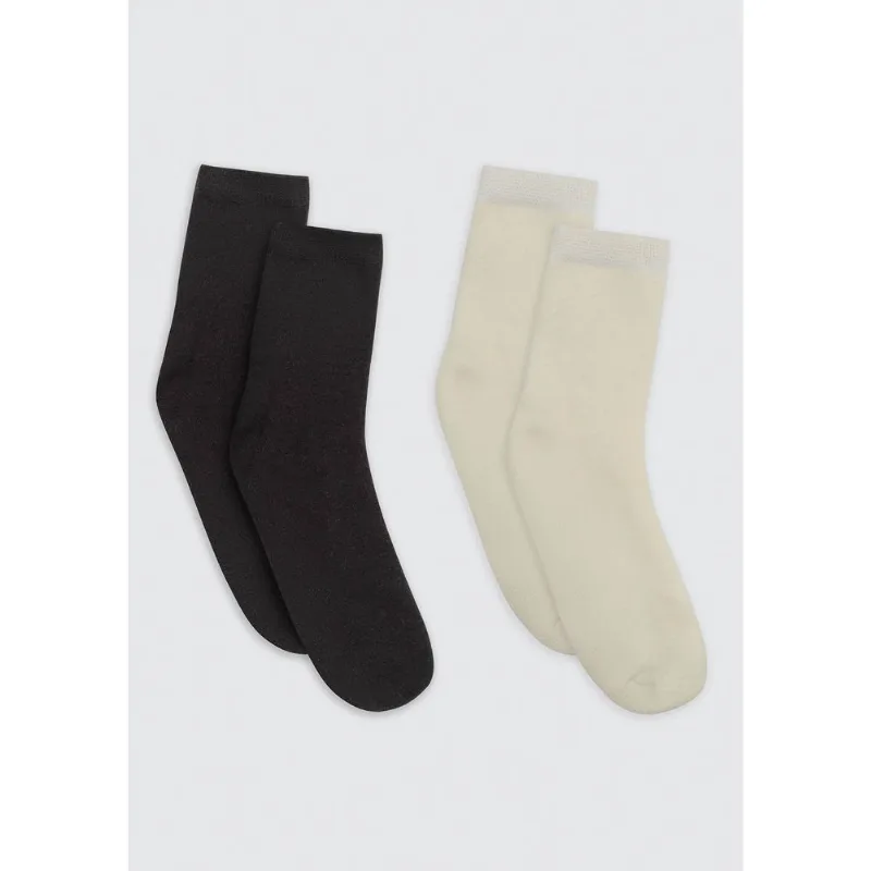 Kit 2 Pares De Meias Unissex Cano Médio Em Malha Térmica - Preto M