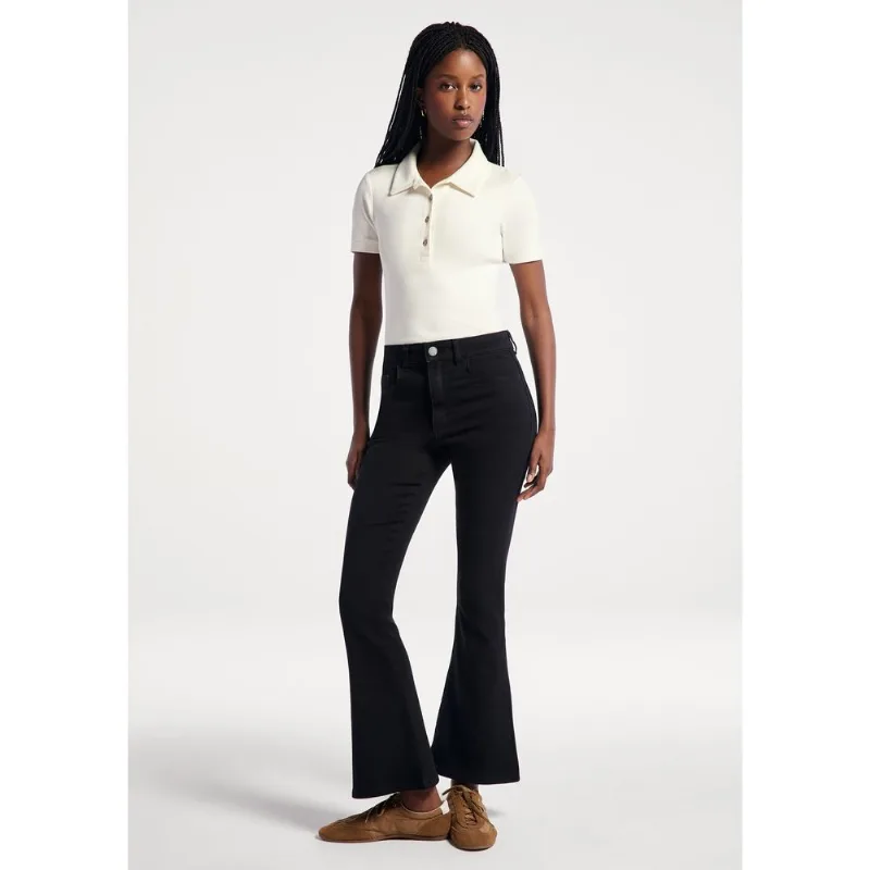 Calça Jeans Feminina Flare Petit Cintura Média Soft Touch - Preto 042