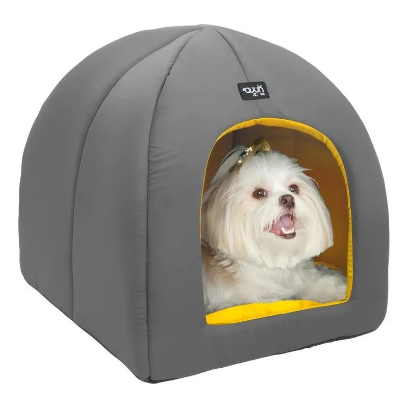Toca 2x1 Amarelo Avuk Pet Cama Cachorro Gato Casa Cabana