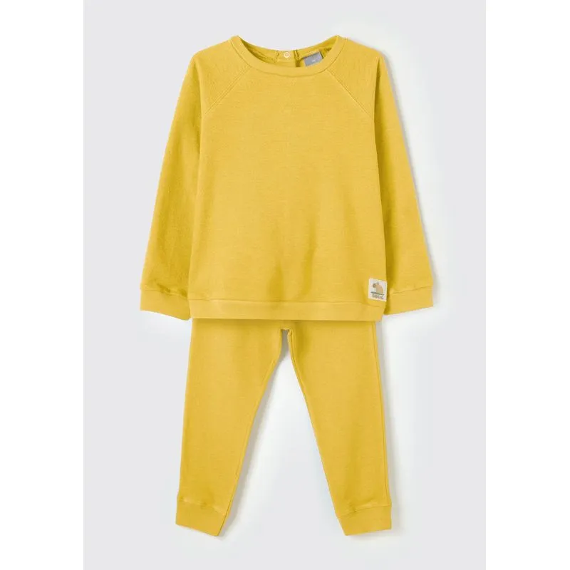 Conjunto Longo Infantil Menino Toddler em Malha Texturizada - Amarelo 002