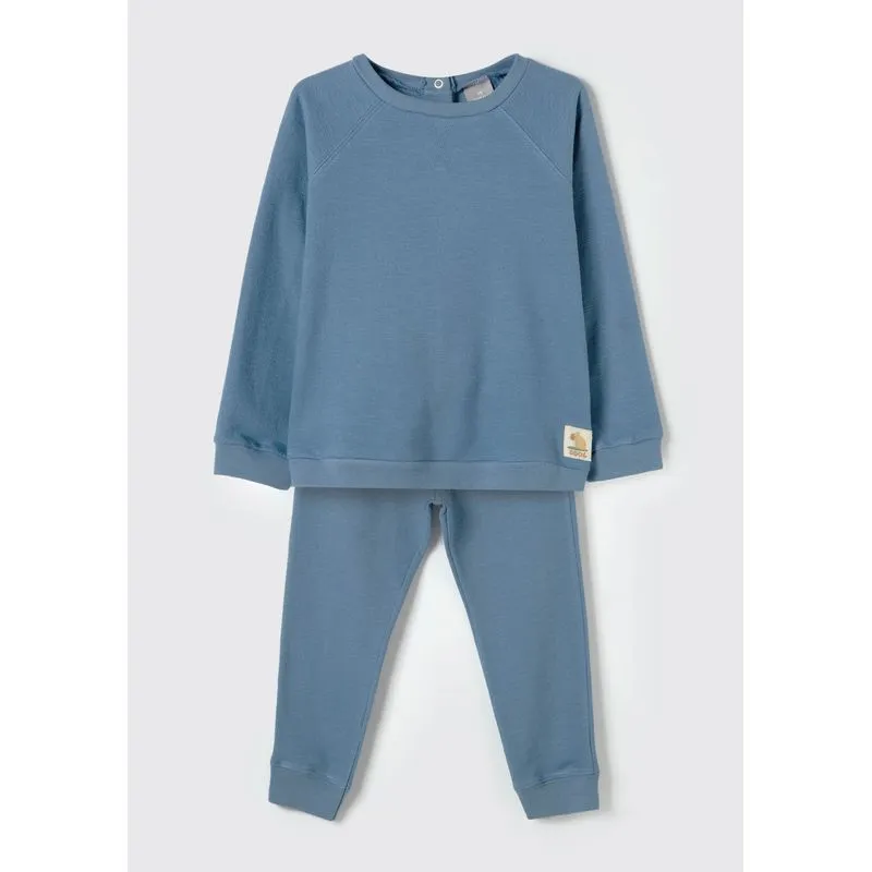 Conjunto Longo Infantil Menino Toddler em Malha Texturizada - Azul 004