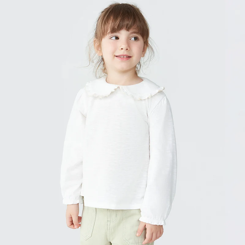Blusinha Manga Longa com Gola Boneca Off White Hering Infantil - Feminina 03 / Menina