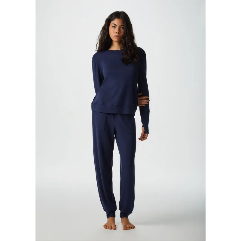 Pijama Feminino Longo Em Tricô - Azul P