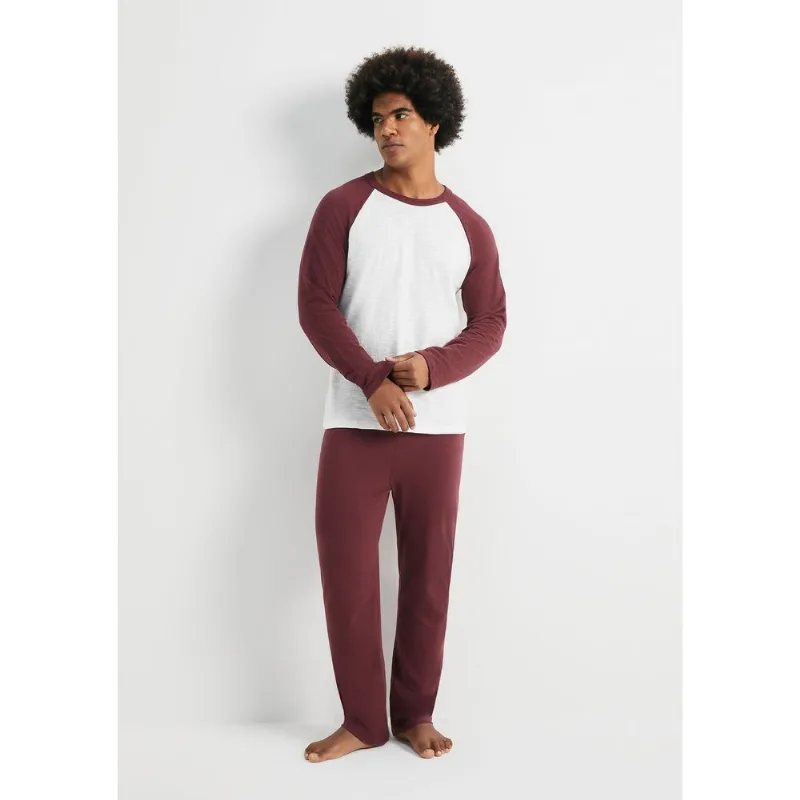 Pijama Masculino Manga Longa Raglan - Vermelho XG