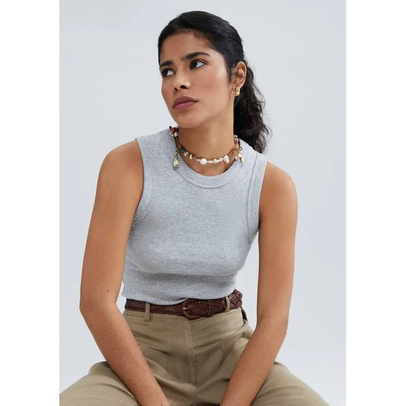 Regata Básica Feminina Slim Neck - Cinza XXG