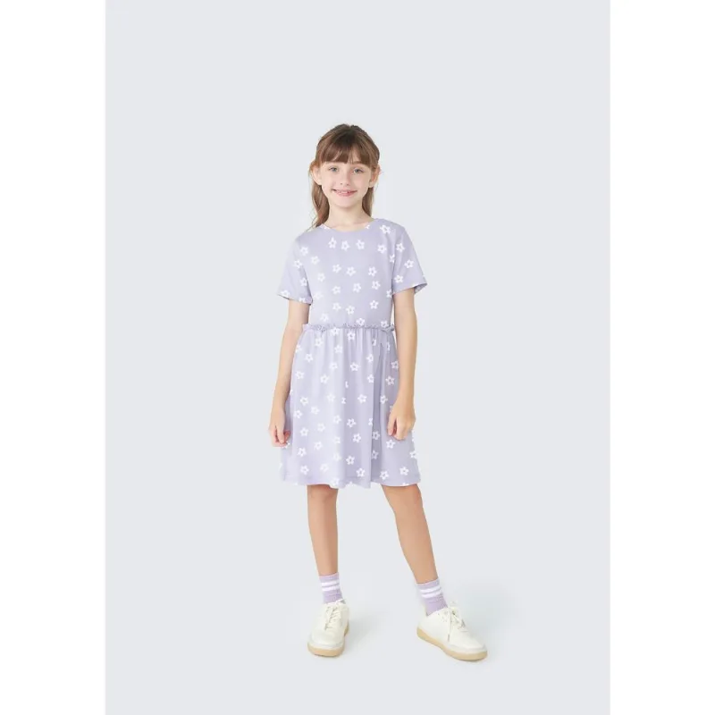 Vestido Curto Infantil Rodado Floral - Roxo 006
