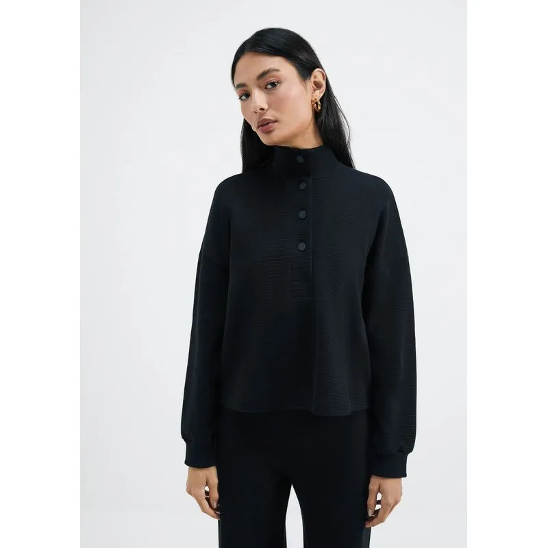 Blusão Feminino Em Malha Thermal Texturizada - Preto XP