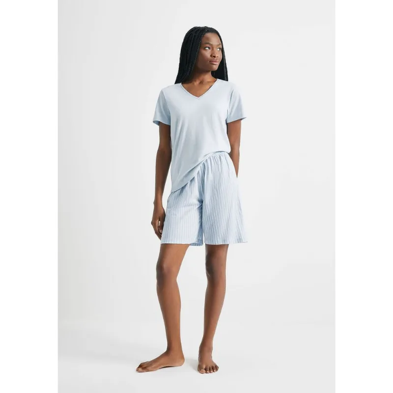 Pijama Curto Feminino Amplo Decote V - Azul G