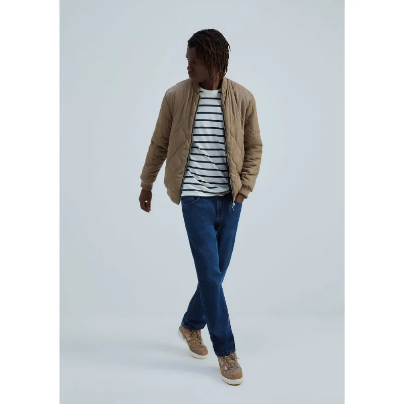 Jaqueta Masculina Puffer Dupla Face Matelassê - Bege G